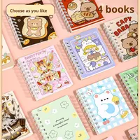 Carnet à spirales A7 à rabat latéral, motif dessin animé mignon, petit format de poche, design attrayant, mini carnet portable pour étudiant