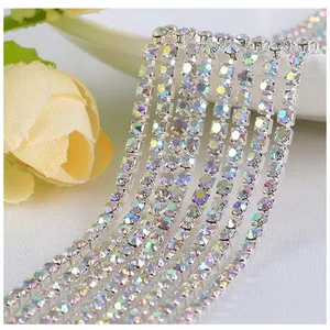Selang Berlian Buatan Kristal Tali Pita Kaca Berlian Imitasi Akrilik Permata Rantai Gelang Perhiasan Kerajinan Gantungan Kunci
