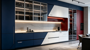 Gabinete de Cocina Kingv Rojo, Azul y Blanco, Estilo Americano, Color Captain - Product Image 1
