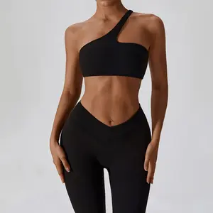 Secado rápido alto elástico belleza espalda fitness espalda abierta deportes sujetador y pantalones conjunto fitness yoga ropa