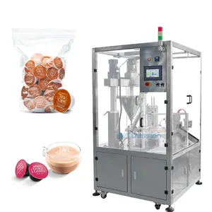 Machine rotative automatique de scellage de remplissage de capsules de thé au lait à prix compétitif machine d'emballage de tasses de thé au lait en poudre