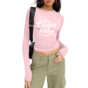 Camisa de manga larga de moda para mujer de algodón 2025, Tops cortos básicos ajustados, ropa bonita de otoño e invierno para niñas - Product Image 1