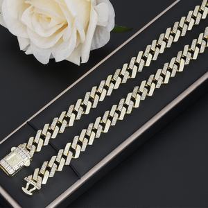 JXX Joyería Hip Hop, Cadena Cubana de Latón Chapado en Oro de 14K de 10mm, Collar de Zirconia para Hombre - Product Image 4