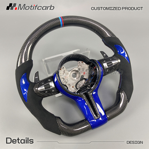 Volant personnalisé en fibre de carbone bleue pour BMW 330i 440i M2 M3 M4 M5 M6 F10 F30 X3 X5 F15 F16 F18 Série F 2010-2018 - Product Image 3