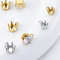 Edelstahl Runde Blanko-Krallenfassung für Strass-Kristall-Zirkonia, Metallbasis mit Ösen, Anhänger-Charm-Schmuckzubehör