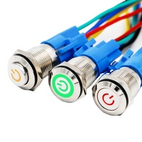 Interrupteur à bouton-poussoir étanche 12 volts en laiton/acier inoxydable 16 mm 1NO1NC pour sonnette de voiture électrique