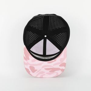 Oem Custom High Quality 7 Panel <b>Men</b> 3D Embroidery Logo <b>Flat</b> Brim Pink Camo Sports Image Snapback <b>Cap</b> Waterproof Laser Cut - Product Image 6