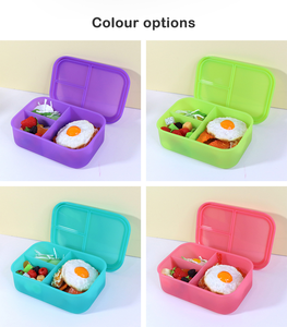 Lonchera Bento de Silicona de Grado Alimenticio, 3 Compartimentos, Contenedores para Control de Porciones, para Adultos y Estudiantes, Apta para Microondas y Lavavajillas - Product Image 4