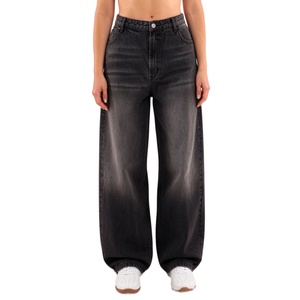 Customs <b>Women's</b> High Waist Dark Brown Straight <b>Jeans</b> Loose Fit Breathable Denim Solid Print Casual Rivet Custom Logo Summer - Product Image 1