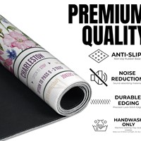 Tapis de Mahjong Floral Blanc Pur Extra-Large Épais Silencieux Résistant à l'Usure Antidérapant avec Sac à Cordon