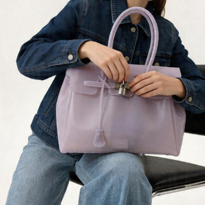 Borsa tote impermeabile in PVC da <span class=keywords><strong>donna</strong></span>, trasparente, personalizzata, olografica, per lo shopping, da concerto, in gelatina, di alta qualità, con logo stampato - Product Image 2