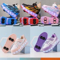 Nouvelles chaussures de roller pour enfants à double roue, amortissantes, doublure en coton confortable, chaussures de marche tendance