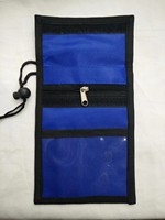 Tempat paspor dengan tali leher, logo cetak kustom bahan poliester nilon untuk paspor dengan tali Lanyard kecil