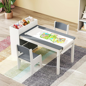 Eduland 2-in-1 trẻ em Đồ nội thất đặt gỗ hoạt động bàn & 4 Canvas lưu trữ thùng cho trẻ mới biết đi nghệ thuật thủ công & giấy viết CuộN chủ - Product Image 3