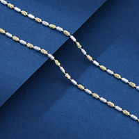 TIANYIDA Boutique Bijoux italiens Collier chaîne en perles d'olive en argent sterling 925 Collier plaqué or brillant de luxe
