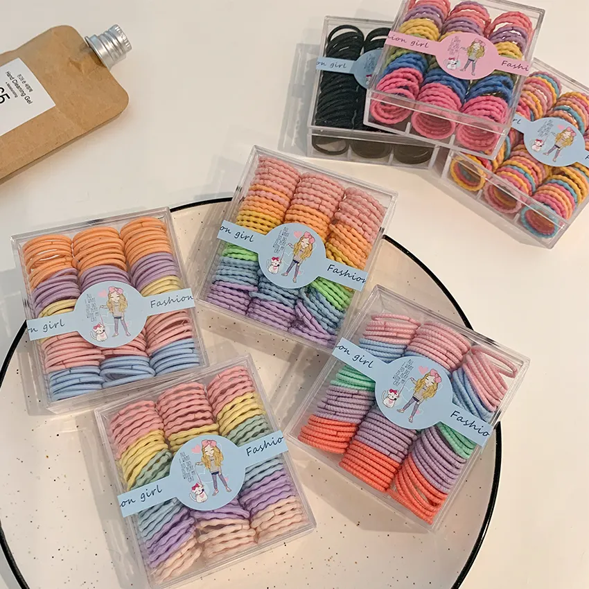 90 pcs/set Fashion Cute Small Mini Hair Scrunchies Sweet Candy Colorful Strong Elastic Ponytail Holder Hair Ties For Baby Girls
