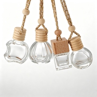 Bouteille vide suspendue en verre pour diffuseur d'huiles essentielles 5ml 8ml 10ml avec couvercle en bois, sérigraphie, parfum de voiture pomme, désodorisant
