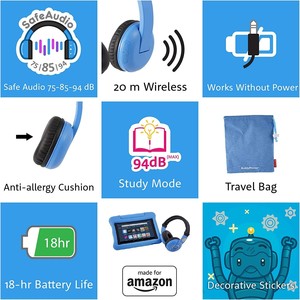 Casque Bluetooth pour enfants BuddyPhones, nouveau design, intra-auriculaire, ANC, sans fil, son HD, pour les études et les voyages - Product Image 6