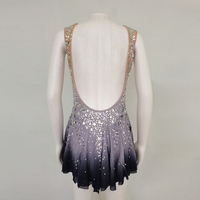 Costume de patinage artistique pour enfants, robe de danse de compétition avec dégradé bleu foncé