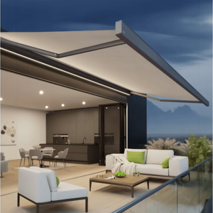 Auvent rétractable motorisé imperméable <span class=keywords><strong>pour</strong></span> terrasse extérieure, cassette intégrale en tissu, auvents électriques de haute qualité avec <span class=keywords><strong>kit</strong></span> d'<span class=keywords><strong>éclairage</strong></span> <span class=keywords><strong>LED</strong></span> - Product Image 3