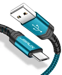 JSAUX-Cable de sincronización de carga para teléfonos inteligentes, Color verde, Micro USB, nailon trenzado, 1 metro