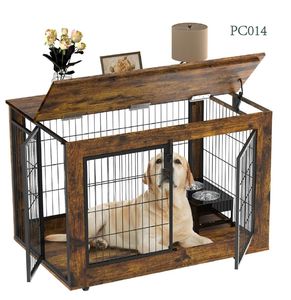 Meubles de caisse pour chien robustes avec double porte rustique marron maison pour chien plateau amovible polyvalent pour animaux de compagnie - Product Image 1
