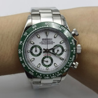 Montre à mouvement VK63, montre argentée avec calendrier, matériau en acier inoxydable 904L, six aiguilles, chronographe segmenté, montre pour homme