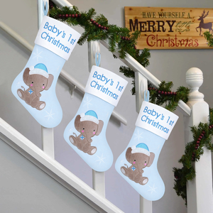 Nouveau-né bébé fille et garçon premiers bas de Noël et sacs-cadeaux conception d'éléphant boules suspendues décor de Noël - Product Image 2