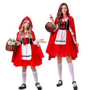 Costume d'Halloween pour enfant et adulte, Le Petit <span class=keywords><strong>Chaperon</strong></span> <span class=keywords><strong>Rouge</strong></span> et le Grand Loup méchant, en polyester, pour spectacle familial - Product Image 2