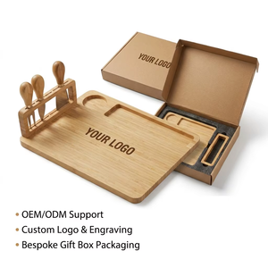 Planche à <span class=keywords><strong>fromage</strong></span> en <span class=keywords><strong>bambou</strong></span> naturel avec un ensemble de 4 couteaux, grande planche à charcuterie en bois, <span class=keywords><strong>plateau</strong></span> de service pour fête, coffret cadeau - Product Image 4