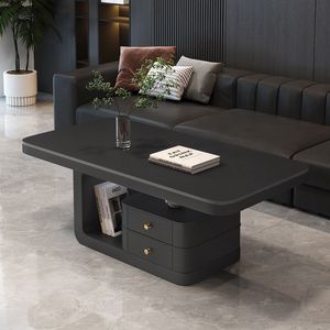 Mesa de Centro Moderna Minimalista de Losa de Piedra con Almacenamiento, Muebles para Sala de Estar - Product Image 3