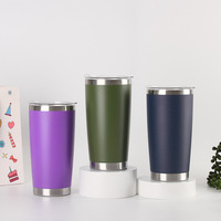 Vaso Térmico de Acero Inoxidable 304 de Doble Pared para Bebidas Frías y Cerveza, con Logotipo Personalizado, 20oz, Recubrimiento en Polvo, Aislado, con Tapa