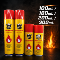 Prix d'usine OEM 100ml 200ml 300ml Bouteille de gaz butane haute pureté universelle pour recharge de briquet