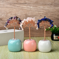Petit arbre de la fortune en cristal multicolore fait main, mini arbre à argent Feng Shui en gros pour bureau, maison, cadeau