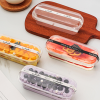 Boîte à gâteau rectangulaire transparente jetable en plastique PET avec couvercle, emballage alimentaire de qualité alimentaire pour la présentation de desserts