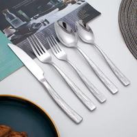 Ensemble de couverts de luxe personnalisé en acier inoxydable argenté, fourchette cuillère couteau, vente en gros pour mariages et hôtels