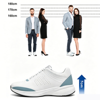 Baskets tendance pour hommes en maille respirante avec doublure en cuir de vachette, semelle extérieure en mousse EVA, chaussures décontractées à plateforme avec rehaussement interne de 7 cm