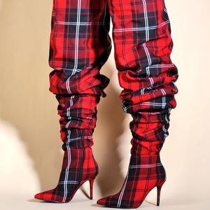 European American style new spring autumn <b>women</b> stiletto knee high boots fashion versatile <b>women</b> club runway party high top boot - Product Image 3