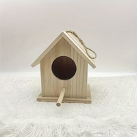Nichoir à oiseaux suspendu naturel en bois pour l'extérieur, maison en bois simple pour oiseaux