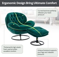 Fauteuil lounge moderne avec base en métal, repose-pieds, pivotant à 360 degrés, confortable, canapé de détente individuel - Meubles de salon pour la maison