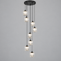 Magnifique lustre cylindrique en verre pour hall d'hôtel, villa à plafond haut, prix d'usine en gros