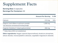 OEM Lion's Mane Plus, 60 capsules végétariennes, quantité pour 20 jours |   Complément alimentaire aux champignons avec Crinière de lion