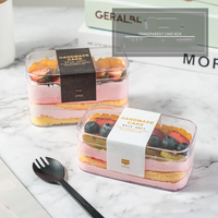 Boîte à dessert Tiramisu transparente populaire de 280/300 ml, boîte à gâteau de haute qualité en PS, emballage pour Tiramisu, boîte à biscuits en plastique personnalisée