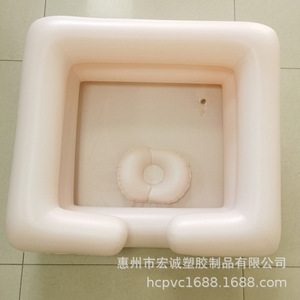 Lavabo inflable para lavar el cabello para personas mayores, 58x55cm, con bolsa de drenaje y cubierta, para uso junto a la cama, PVC blanco - Product Image 4