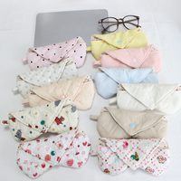 Étui à lunettes portable en tissu matelassé, motif floral mignon, avec bouton-pression, pour femmes et enfants, protection pour lunettes