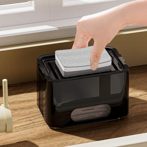 Organisateur d'évier de cuisine Jia Baishi avec porte-éponge et distributeur de savon, boîte de rangement multifonction pour comptoir - Product Image 5