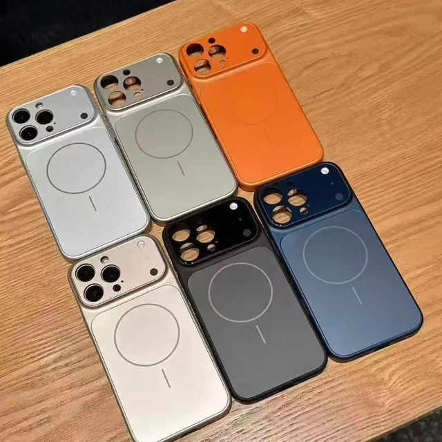 Original Color Tempered Glass Lens Film Magnetic Frosted Phone Case for iPhone 15 16 17 Pro Max PC Shockproof Phone Case