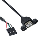 Cable USB 2.0 Personalizado, Macho Dupont de 5 Pines, Hembra de 2.54mm, Carga Rápida 3A, Cobre Puro, para Placa Base, con Cubierta de PVC y Trenzado Protector