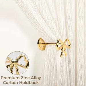 Curtain Hooks Bow Shape Gold Metal Wall Mount Easy Installation Modern Design <b>Hardware</b> Accessory - Product Image 3