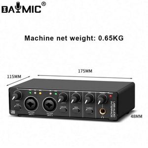 Interfaz de Audio Profesional de 2 Canales, 2 Entradas y 2 Salidas, Equipo de Grabación para Computadora, Canto en Vivo, Mezclador de Guitarra Externo USB - Product Image 5